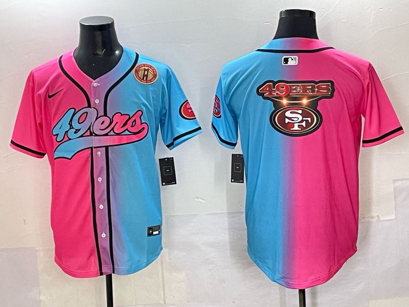 Men 2025 San Francisco 49ers Blank Blue pink Nike Limited NFL Jersey style 026->san francisco 49ers->NFL Jersey